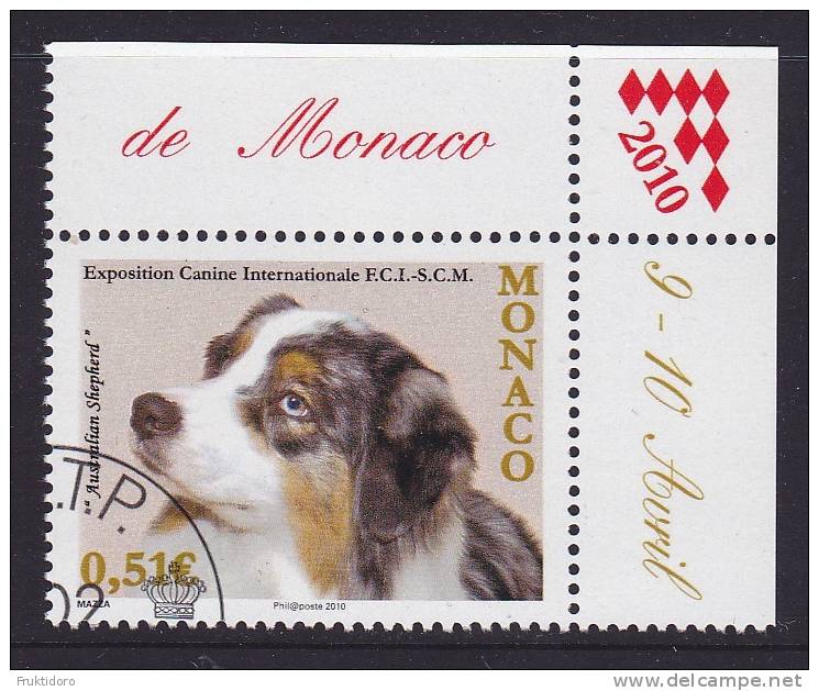 Monaco Mi 2978 International Dog Show - Australian Shepherd (Canis Lupus Familiaris) - 2010 - Unused Stamps