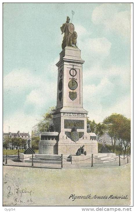 CPA 1906     Plymouth  ,Armada Memorial - Plymouth