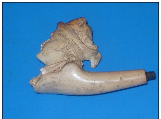 Ancienne Pipe En Ecume De Mer Tete D Homme - Pipes En écume