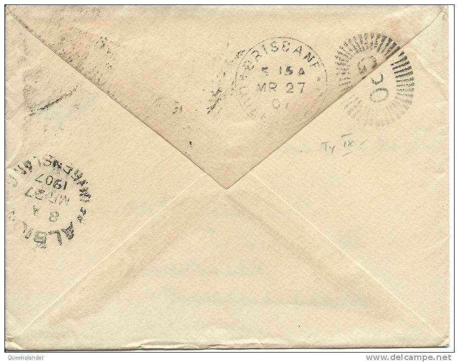 Great Envelope 1d Red Chester Fe 22 07 To Queensland Australia With Backstamps Hand Addressed Cover - Covers & Documents