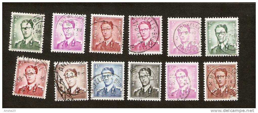 OS.14-1-2. Belgie, Belgique, Belgium LOT Set Of 12 - 1958 1962 BOUDEWIJN King Baudoin I - 1.5F 2F 2.5F 3F 4F 4.5F 6F - Sammlungen