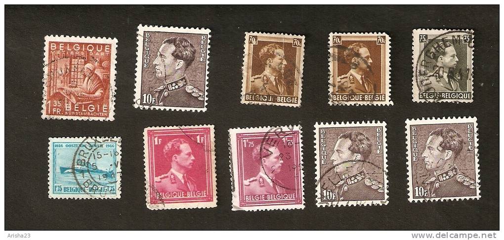 OS.14-3-4. Belgie, Belgique, Belgium LOT Set Of 10 - 1941-1951 Leopold III 75c 70c 1F 10F 1946 1.75F 1948 Metiers Art - Collections