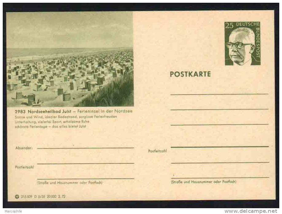 JUIST - NORDSEE -  ALLEMAGNE - RFA - BRD / 1972 ENTIER POSTAL ILLUSTRE # D5/35 (ref E145) - Cartes Postales - Neuves