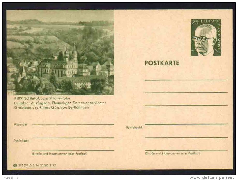 SCHÖNTAL - HOHENLOHE -  ALLEMAGNE - RFA - BRD / 1972 ENTIER POSTAL ILLUSTRE # D5/36 (ref E146) - Cartes Postales - Neuves