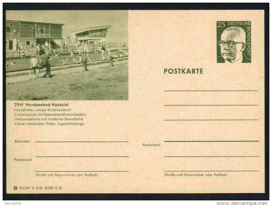 NORDSEEBAD HOOKSIEL -  ALLEMAGNE - RFA - BRD / 1972 ENTIER POSTAL ILLUSTRE # D5/39 (ref E150) - Postkarten - Ungebraucht