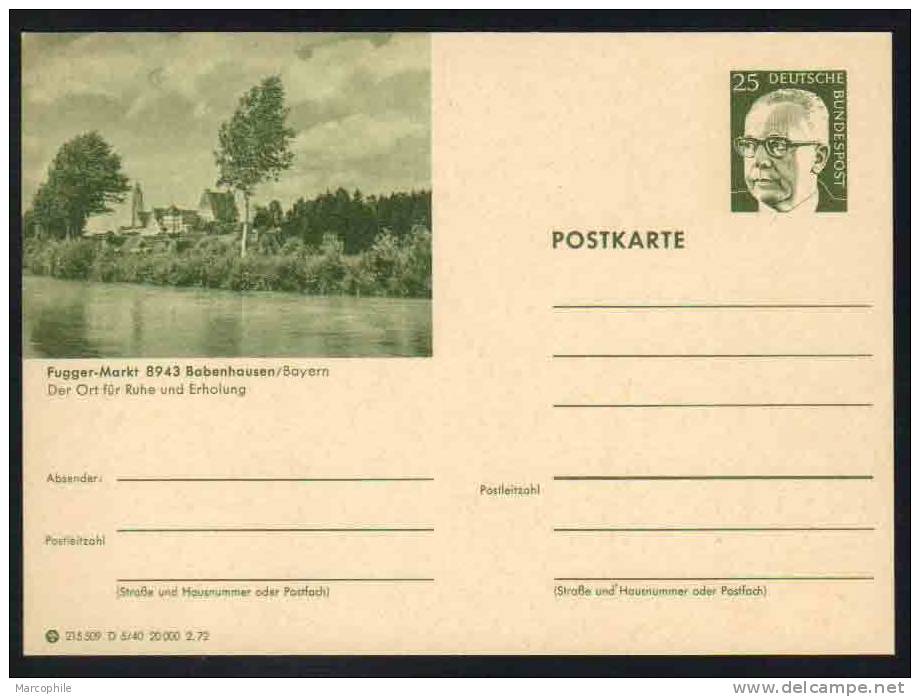 FUGGER MARKT - BABENHAUSEN - BAYERN -  ALLEMAGNE - RFA - BRD / 1972 ENTIER POSTAL ILLUSTRE # D5/40 (ref E149) - Postcards - Mint