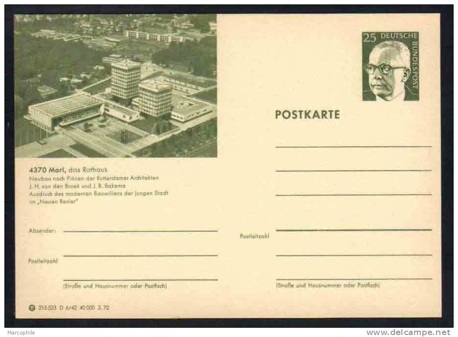 MARL - ARCHITECTURE -  ALLEMAGNE - RFA - BRD / 1972 ENTIER POSTAL ILLUSTRE # D6/42 (ref E152) - Postcards - Mint
