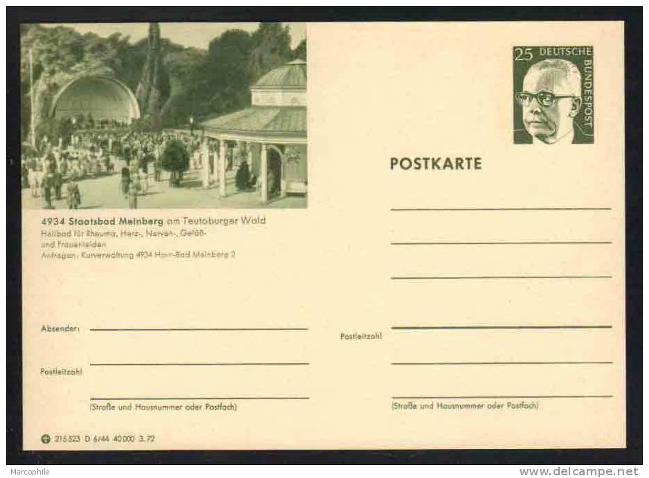 MEINBERG - TEUTOBURG -  ALLEMAGNE - RFA - BRD / 1972 ENTIER POSTAL ILLUSTRE # D6/44 (ref E154) - Postcards - Mint