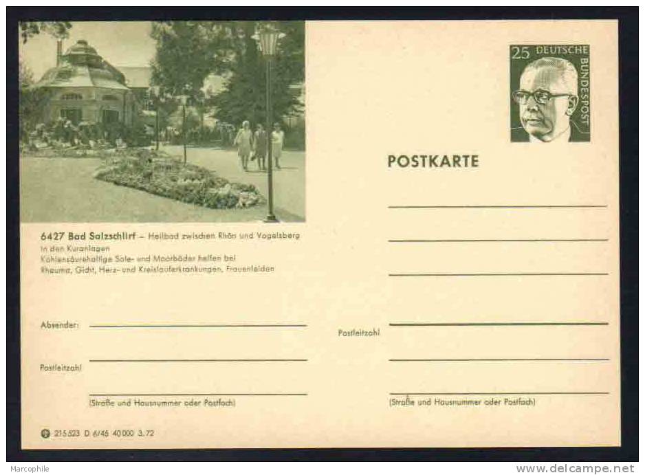 BAD SALZSCHLIRF -  ALLEMAGNE - RFA - BRD / 1972 ENTIER POSTAL ILLUSTRE # D6/45 (ref E155) - Postcards - Mint