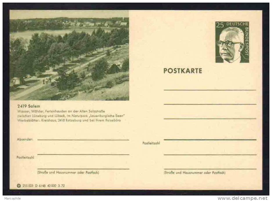 SALEM - SALZSTRASSE -  ALLEMAGNE - RFA - BRD / 1972 ENTIER POSTAL ILLUSTRE # D6/48 (ref E158) - Cartes Postales - Neuves