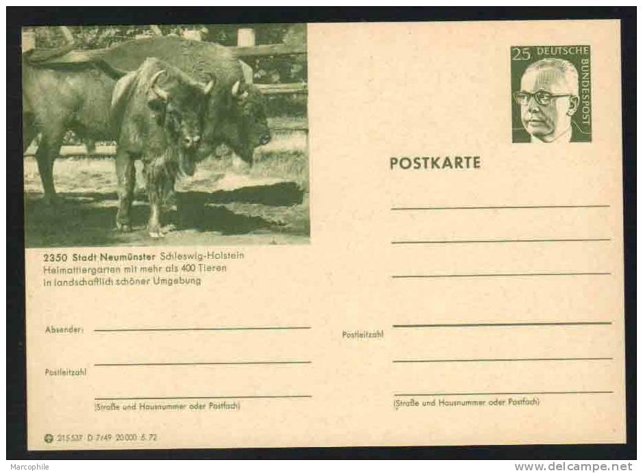 NEUMÜNSTER - SCHLESWIG HOLSTEIN - ZOO -  ALLEMAGNE - RFA - BRD / 1972 ENTIER POSTAL ILLUSTRE # D7/49 (ref E159) - Cartes Postales - Neuves
