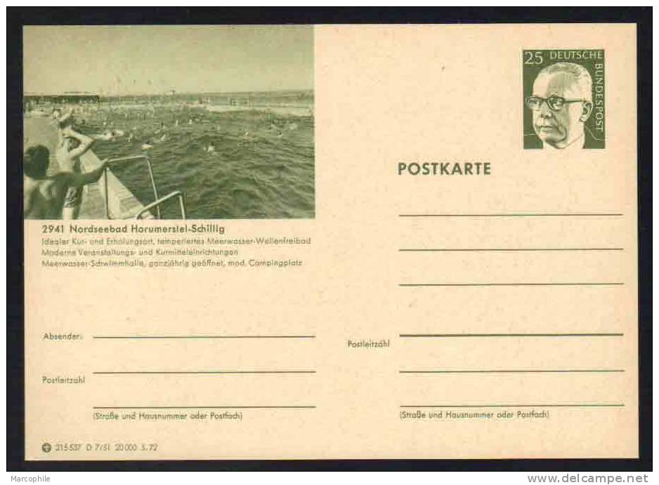 HORUMERSIEL SCHILLIG -  ALLEMAGNE - RFA - BRD / 1972 ENTIER POSTAL ILLUSTRE # D7/51 (ref E161) - Cartes Postales - Neuves
