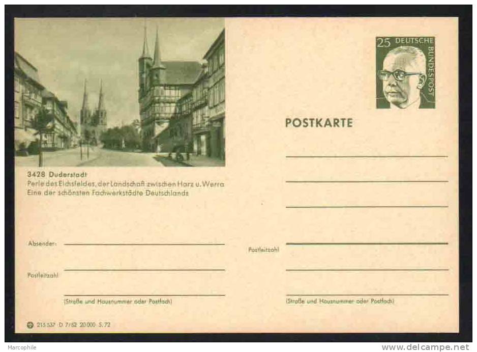 DUDERSTADT - EICHSFELD -  ALLEMAGNE - RFA - BRD / 1972 ENTIER POSTAL ILLUSTRE # D7/52 (ref E162) - Cartes Postales - Neuves