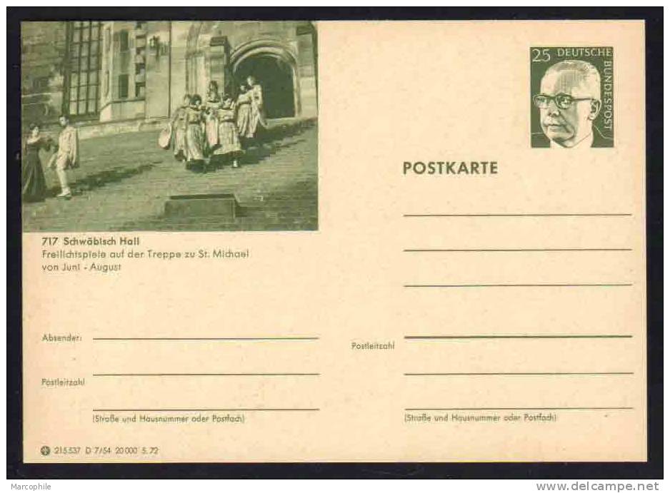 SCHWÄBISCH HALL -  ALLEMAGNE - RFA - BRD / 1972 ENTIER POSTAL ILLUSTRE # D7/54 (ref E164) - Postcards - Mint