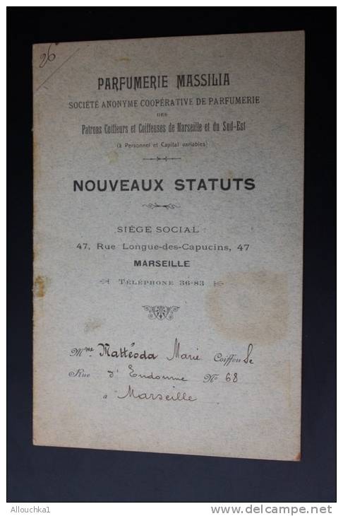 1903 Parfum &amp; Beauté Parfumerie Massilia Statut Siège Social R Longue Capucins Marseille&mdash;&gt;Coiffeuse R D'End - Andere & Zonder Classificatie