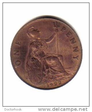 GREAT BRITAIN   1  PENNY  1922  (KM # 810) - D. 1 Penny