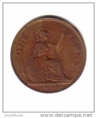 GREAT BRITAIN   1  PENNY  1938  (KM # 845) - D. 1 Penny