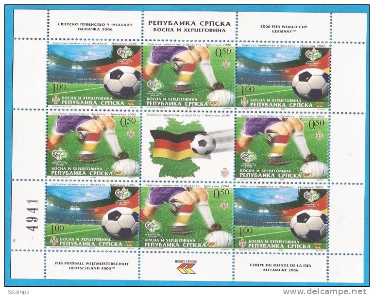 2006X   369-70  BOSNIA ERZEGOVINA REPUBLIKA SRPSKA SPORT  FOOTBALL  FIFA  GERMANIA 2006  MNH - 2006 – Deutschland