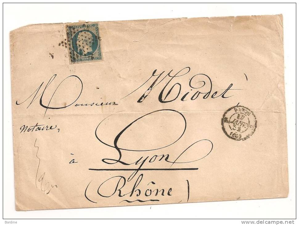 Lettre - SEINE - PARIS - Etoile Muette S/TPND N°10 Présidence - + Càd "K" - 1854 - 1852 Luis-Napoléon