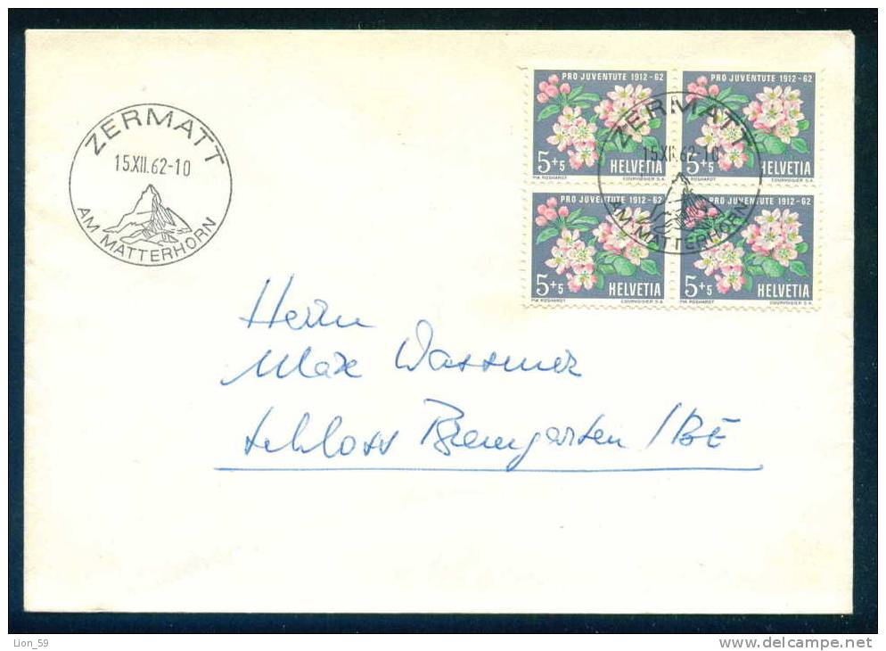 114356 Cover Lettre Brief  1962 ZERMATT - AM MATTERHORN , APFELBLUTENZWEIG Switzerland Suisse Schweiz Zwitserland - Cartas & Documentos