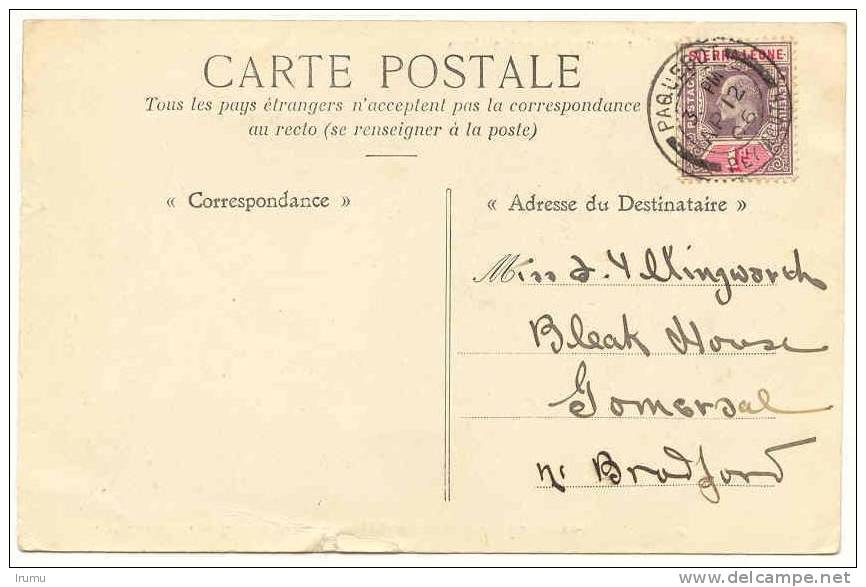 Sierra Leone 1906,  PAQUEBOT/PLYMOUTH Postmark On Card (SN 2442) - Sierra Leone (...-1960)