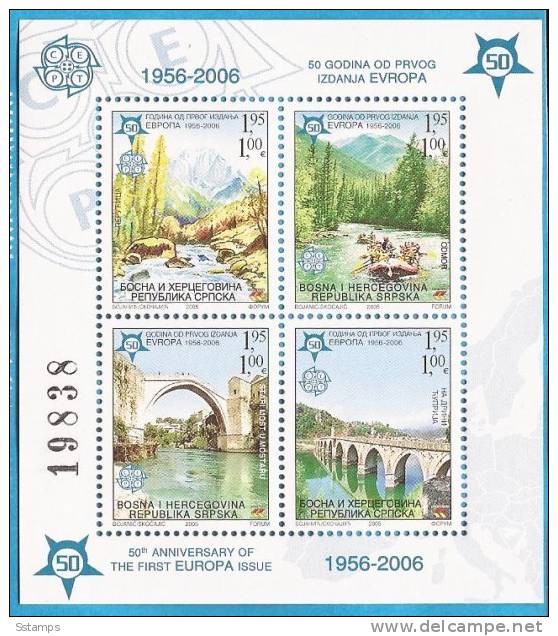 2005X   339-42 A  BL-  13A  BOSNIA ERZEGOVINA REPUBLIKA SRPSKA  EUROPA  CEPT 50 YEARS MNH - 2005