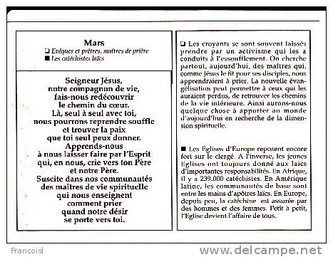 Extrait Du Calendrier De 1992: Mars. La Vierge En Prière. - Formato Piccolo : 1991-00