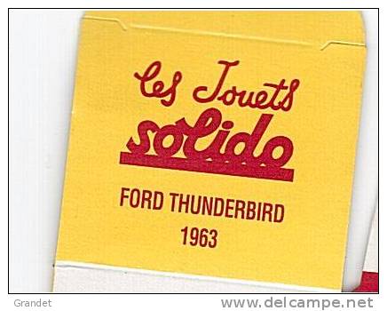 SOLIDO - BOITE VIDE  - FORD THUNDERBIRD 1963 - - Other & Unclassified