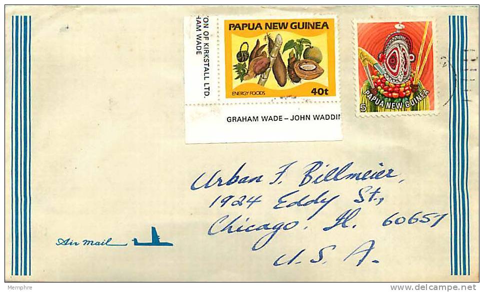 Mt Hagen To USA  Letter   Stamps: 5 Cent Mask, 50t Energy Foods - Papua New Guinea