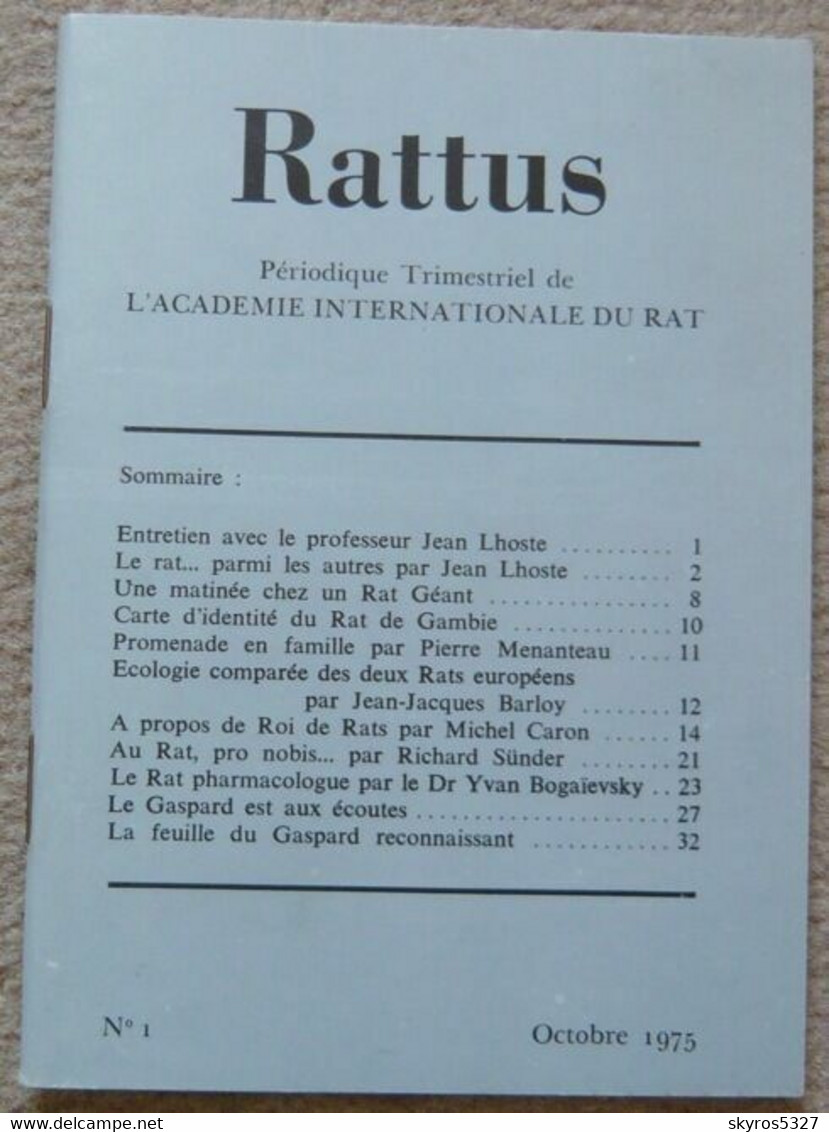 Rattus N°1 - Périodique Trimesriel De L'Académie Internationale Du Rat - Animaux