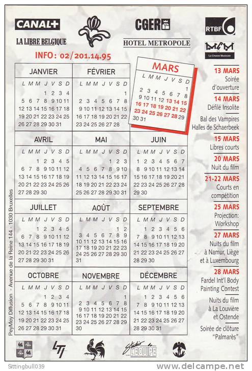 HAUSMAN. Mini-calendrier Pour Le 16e Festival International Du Film Fantastique Et De S-F. Bruxelles 1998. - Agendas & Calendarios