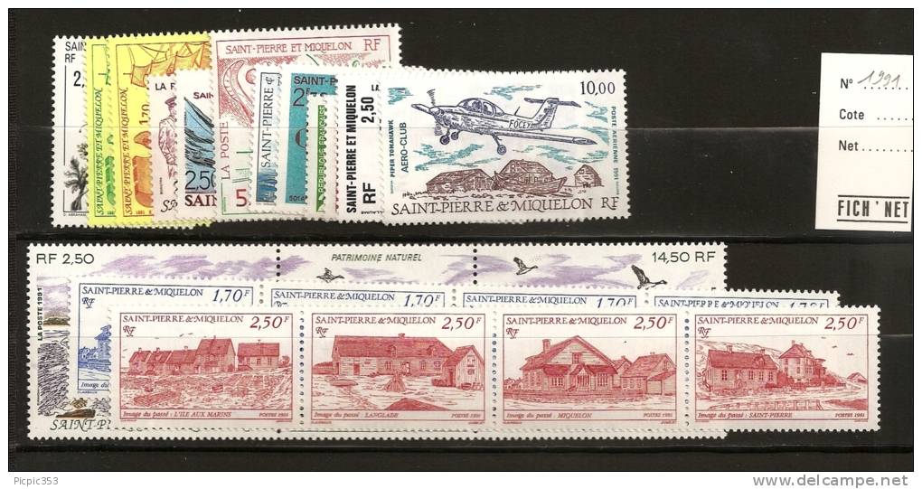 SPM - Saint Pierre Et Miquelon Année 1991 Complète ** Poste 534 à 554 + PA 70 - Komplette Jahrgänge