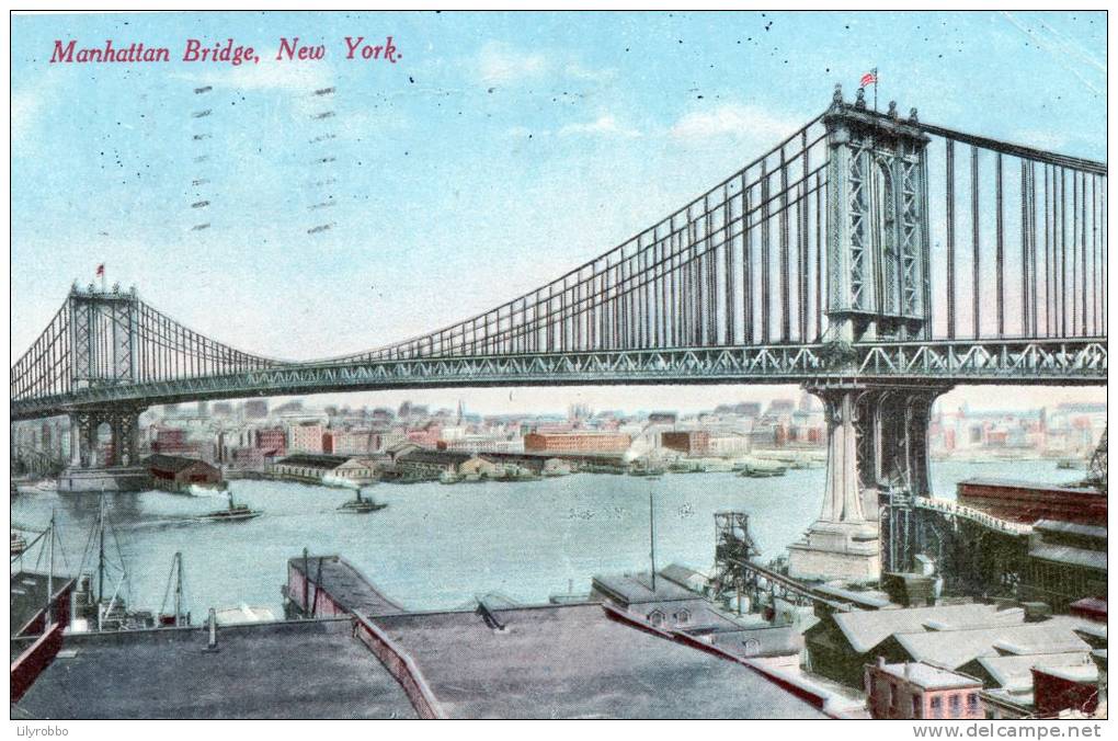Manhattan Bridge New York With Good Dock Scenes USA - 1911 - Boston