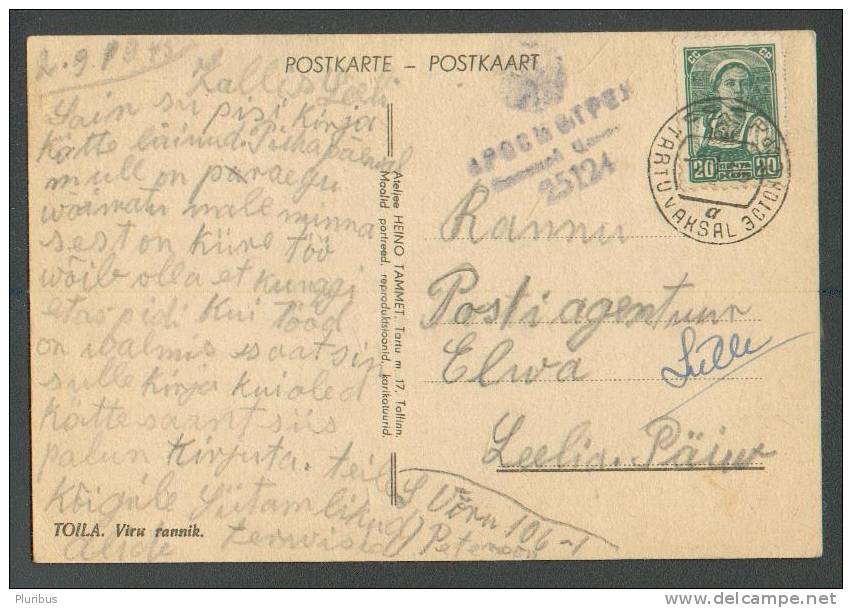 RARE! 1945  RUSSIA  USSR  ESTONIA  RAILWAY  STATION  TARTU  VAKSAL POSTSTAMP + MILITARY  CENSOR - Storia Postale