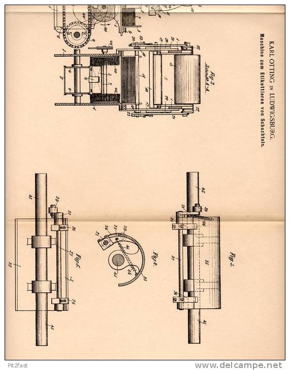 Original Patentschrift - Karl Otting In Ludwigsburg , 1902 , Maschine Zum Etikettieren Von Schachtel , Etikett !!! - Machines