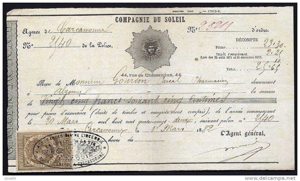 LOT 3  DOCUMENTS COMPTABLES AVEC TIMBRES FISCAUX DIFFERENTS- 1882- 1889- 1877 - Bills Of Exchange