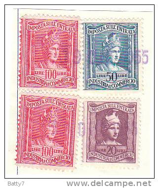 ITALIA IMPOSTA SULL'ENTRATA LIRE 100 - SU FRAMMENTO - Revenue Stamps