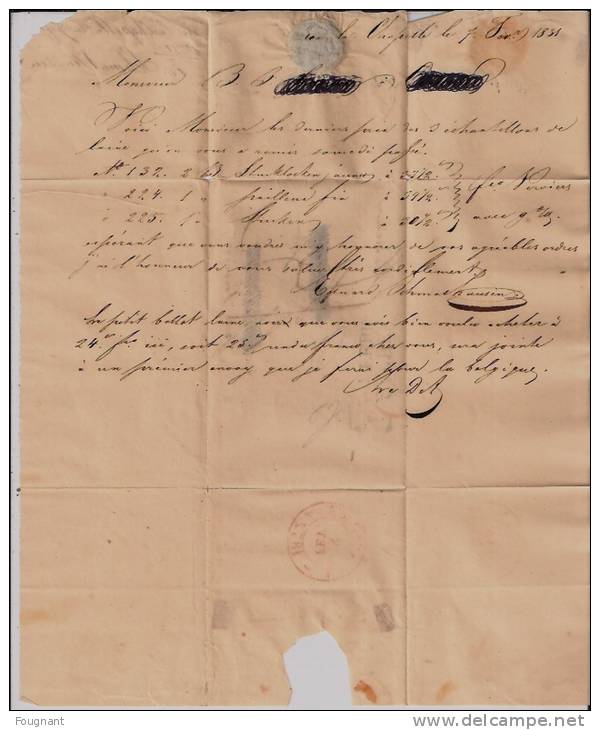 Allemagne-Belgique:;1831:lettre De AACHEN Pour VERVIERS.+ Texte.Griffe AACHEN 7 FEBR. - Prephilately