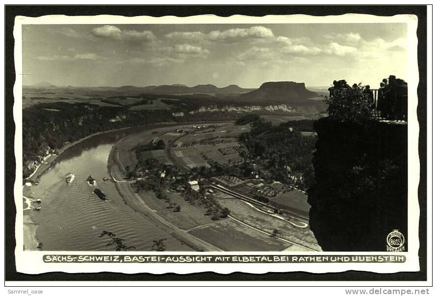 Bastei  -  Sächs. Schweiz  -  Aussicht Auf Elbetal Bei Rathen Und Lilienstein  -  Ansichtskarte Ca.1935    (1360) - Bastei (sächs. Schweiz)