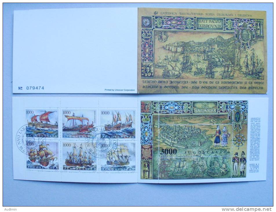 Jugoslawien 2348/54 MH/ Booklet 3 Oo/used ESST, Goldenes Zeitalter Der Segelschiffahrt: Segelschiffe Der Adria - Markenheftchen