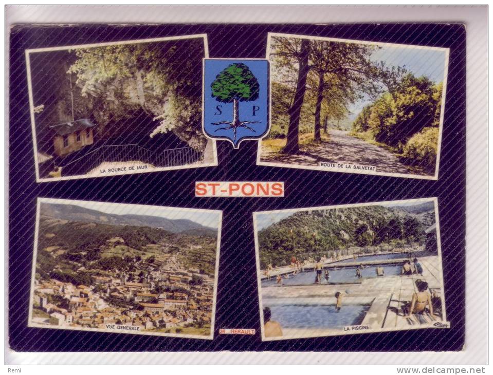 34 SAINT-PONS Route De La Salvetat Piscine Lot De 2 Cartes Postales - Saint-Pons-de-Thomières