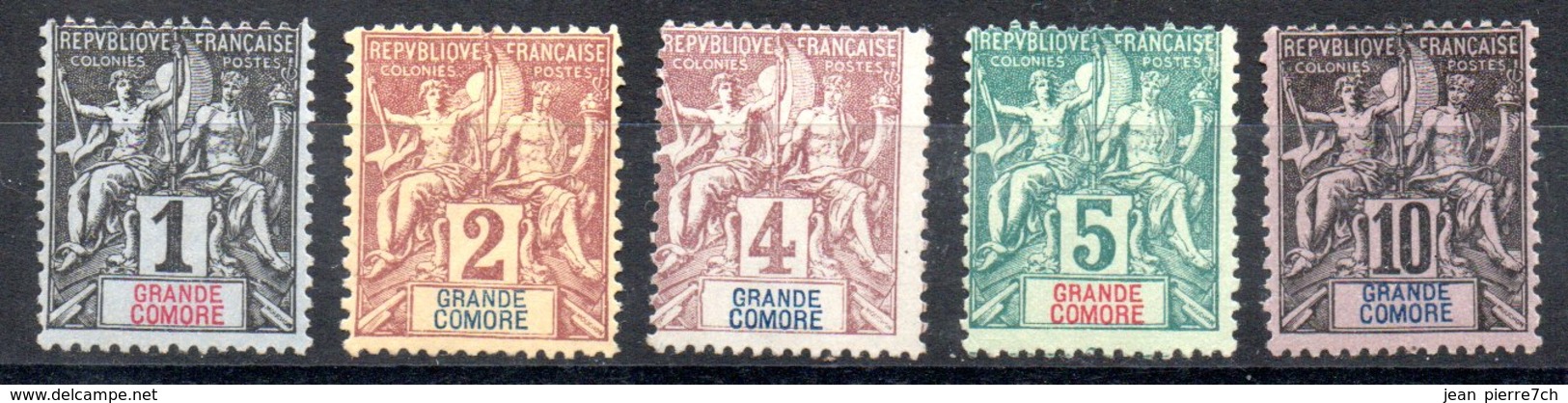 Grande Comore Y&T 1(*) (fenêtre), 2(*) - 4(*), 5(*) (fenêtre) - Sonstige & Ohne Zuordnung