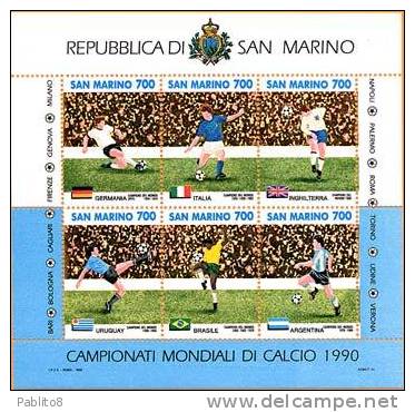 REPUBBLICA DI SAN MARINO 1990 COPPA DEL MONDO DI CALCIO ITALIA 90 WORLD SOCCER CUP BLOCCO FOGLIETTO BLOCK SHEET MNH - Blocchi & Foglietti