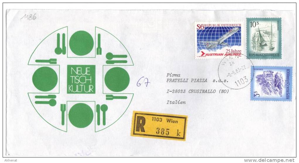 TZ1186 - AUSTRIA ,  RACCOMANDATA Per L' Italia Del 9/6/1983 - Lettres & Documents