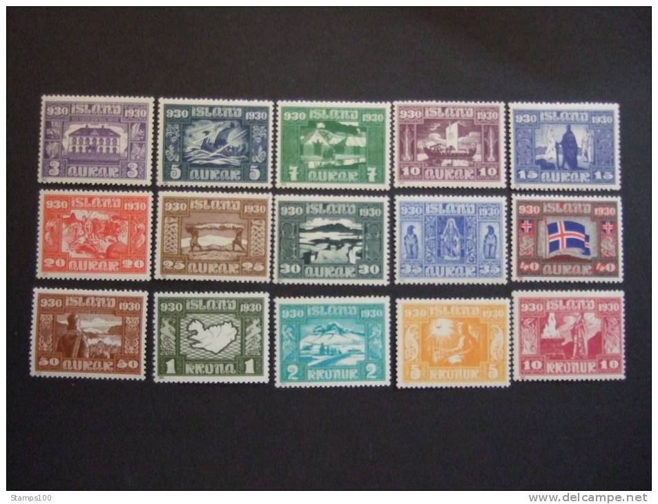 ICELAND  1930      Michel 125/139,     Yvert 123/137   MNH **  (S04-100,00/015) - Unused Stamps