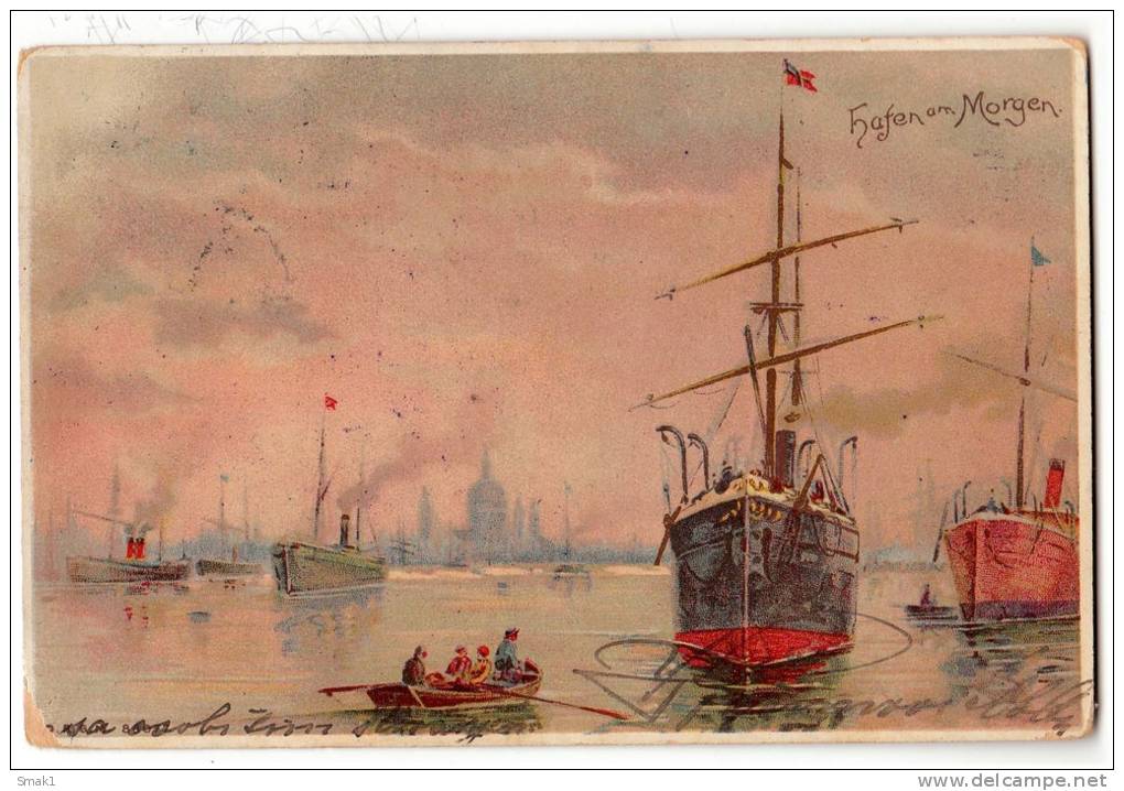 TRANSPORT SHIPS SAILING VESSELS OLD POSTCARD 1901. - Voiliers