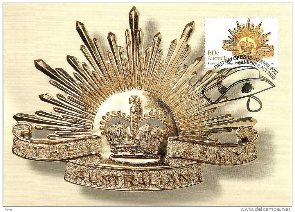 AUSTRALIA MAXICARD ANZAC ARMY BADGE 7TH TYPE 1991-  $0.60 STAMP DATED 17-04-2012 CTO SG? READ DESCRIPTION!! - Covers & Documents