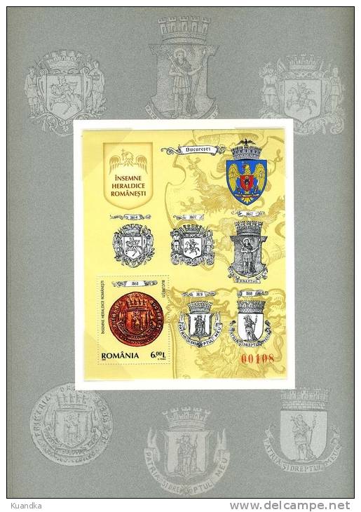 2008 Romanian Heraldic Signs Philatelic Folder 3 Of 4,Romania, Mi.6326-6329 - Neufs