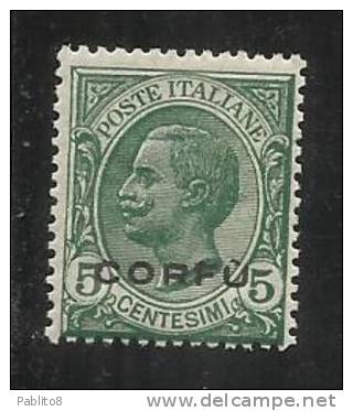 CORFU´ 1923 SOPRASTAMPATO D´ITALIA 5 CENTESIMI MNH - Corfù