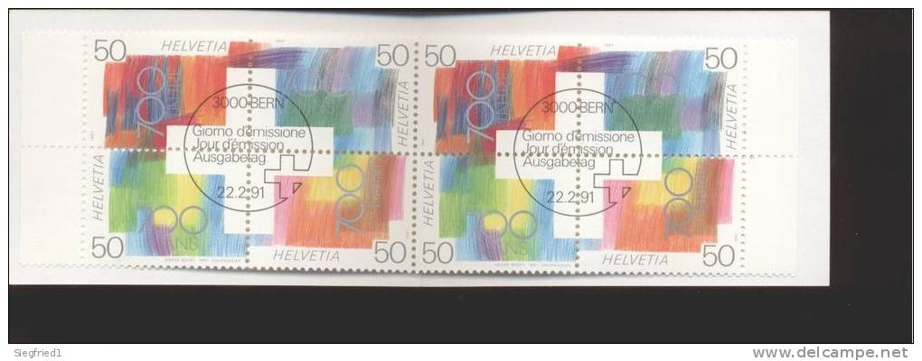 Schweiz Gestempelt  Markenheftchen 89,  700 Jahre Schweiz  Postpreis 4,00 SFR - Carnets
